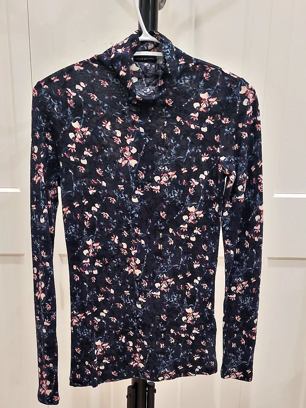 Club Monaco Viscose/Wool Turtleneck - Blue & Pink Floral